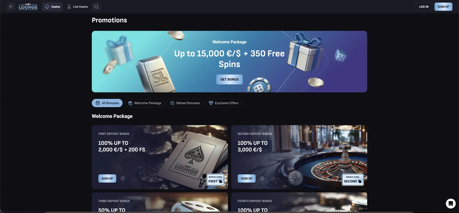 Slotlounge welcome package